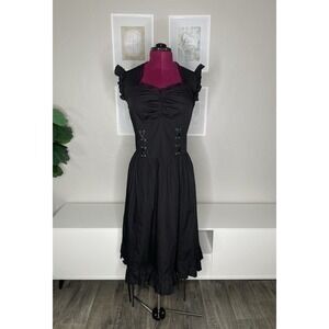 Belle‎ Poque Dress Women's L Steampunk Gothic Victorian Black Ruffled Grunge